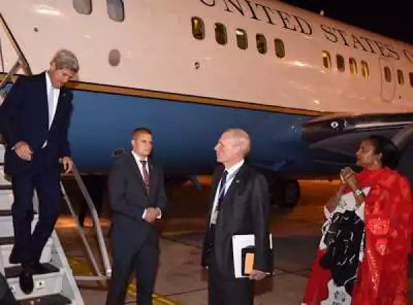 Photos: Ahead Of His Visit To Nigeria, US Secretary Of States John Kerry Lands In Kenya